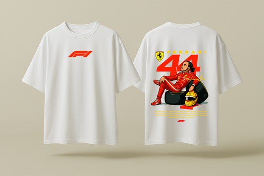 LEWIS HAMILTON FERRARI 44 | WHITE OVERSIZED FIT TEE