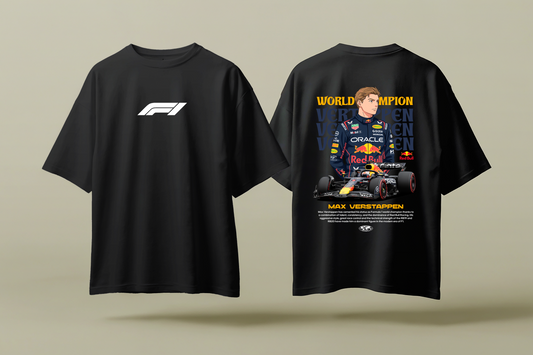 MAX VERSTAPPEN ANIME | BLACK OVERSIZED FIT TEE
