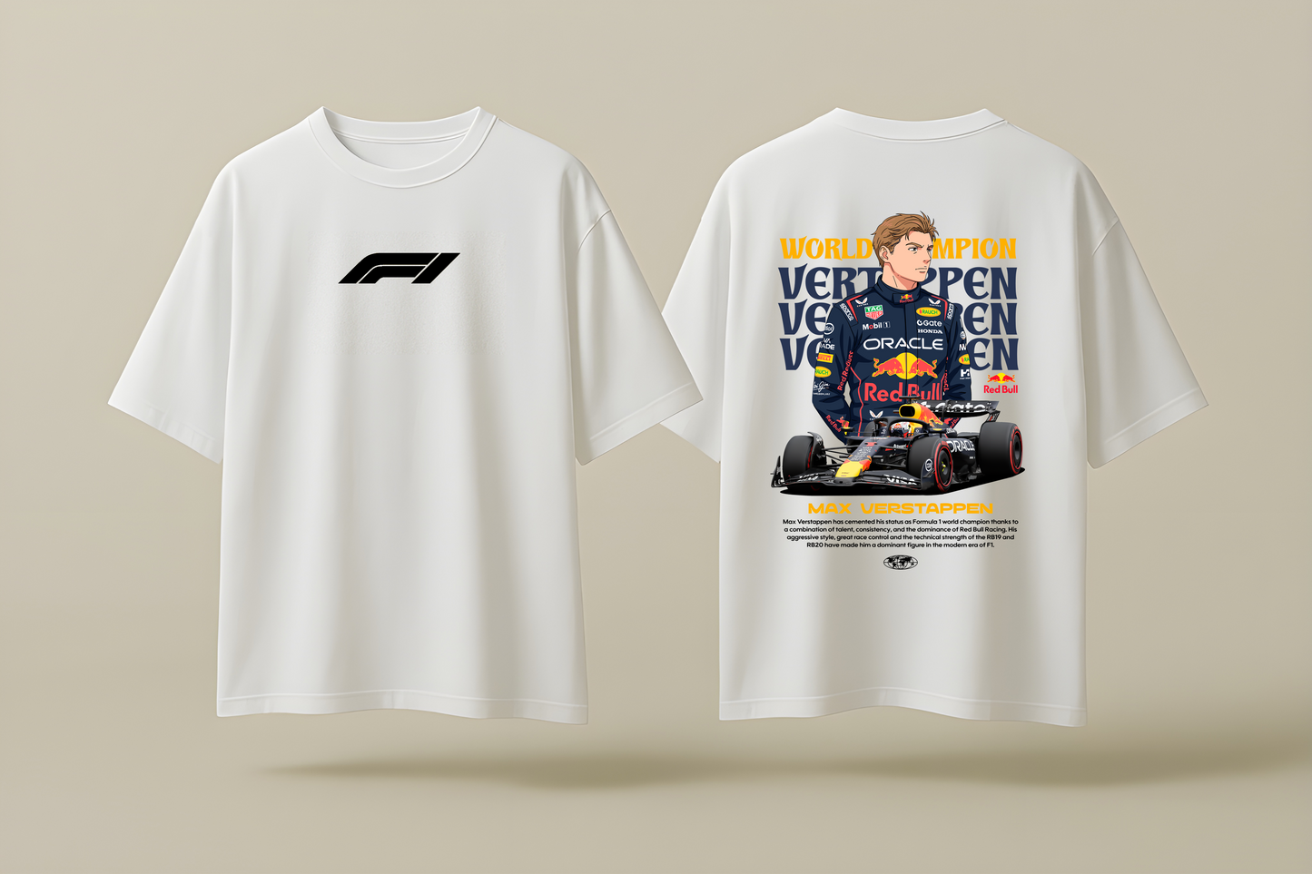 MAX VERSTAPPEN ANIME | WHITE OVERSIZED FIT TEE