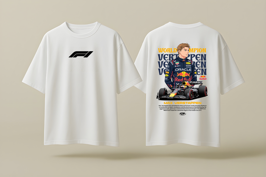 MAX VERSTAPPEN ANIME | WHITE OVERSIZED FIT TEE