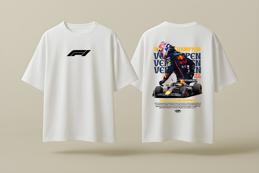 MAX VERSTAPPEN WORLD CHAMP | WHITE OVERSIZED FIT TEE