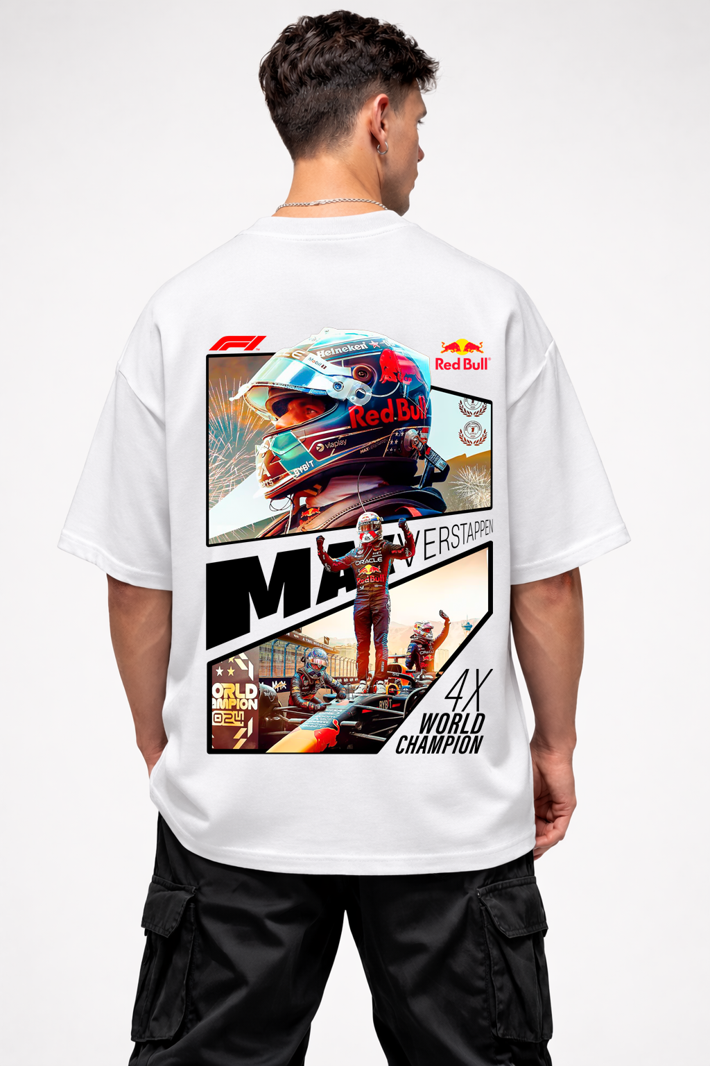 MAX VERSTAPPEN 4X WORLD CHAMP | WHITE OVERSIZED FIT TEE
