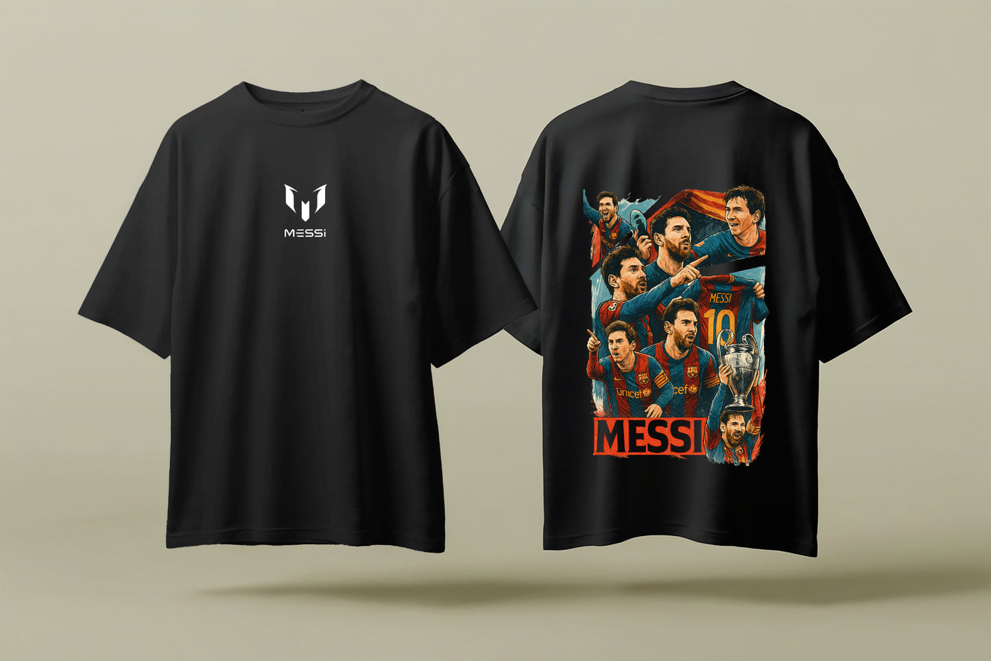 MESSI BARCELONA | BLACK OVERSIZED FIT TEE