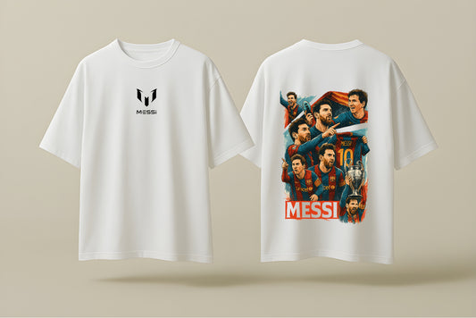 MESSI BARCELONA | WHITE OVERSIZED FIT TEE