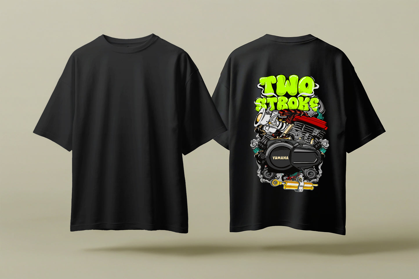 2 STROKE | BLACK OVERSIZED FIT TEE