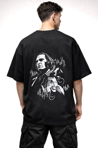 JOCKER BLACK AND WHITE GRAPHIC | BLACK OVERSIZED FIT TEE