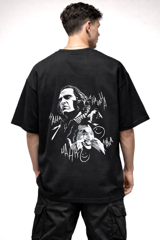 JOCKER BLACK AND WHITE GRAPHIC | BLACK OVERSIZED FIT TEE