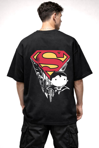 SUPER MAN ANIME GRAPHIC | BLACK OVERSIZED FIT TEE