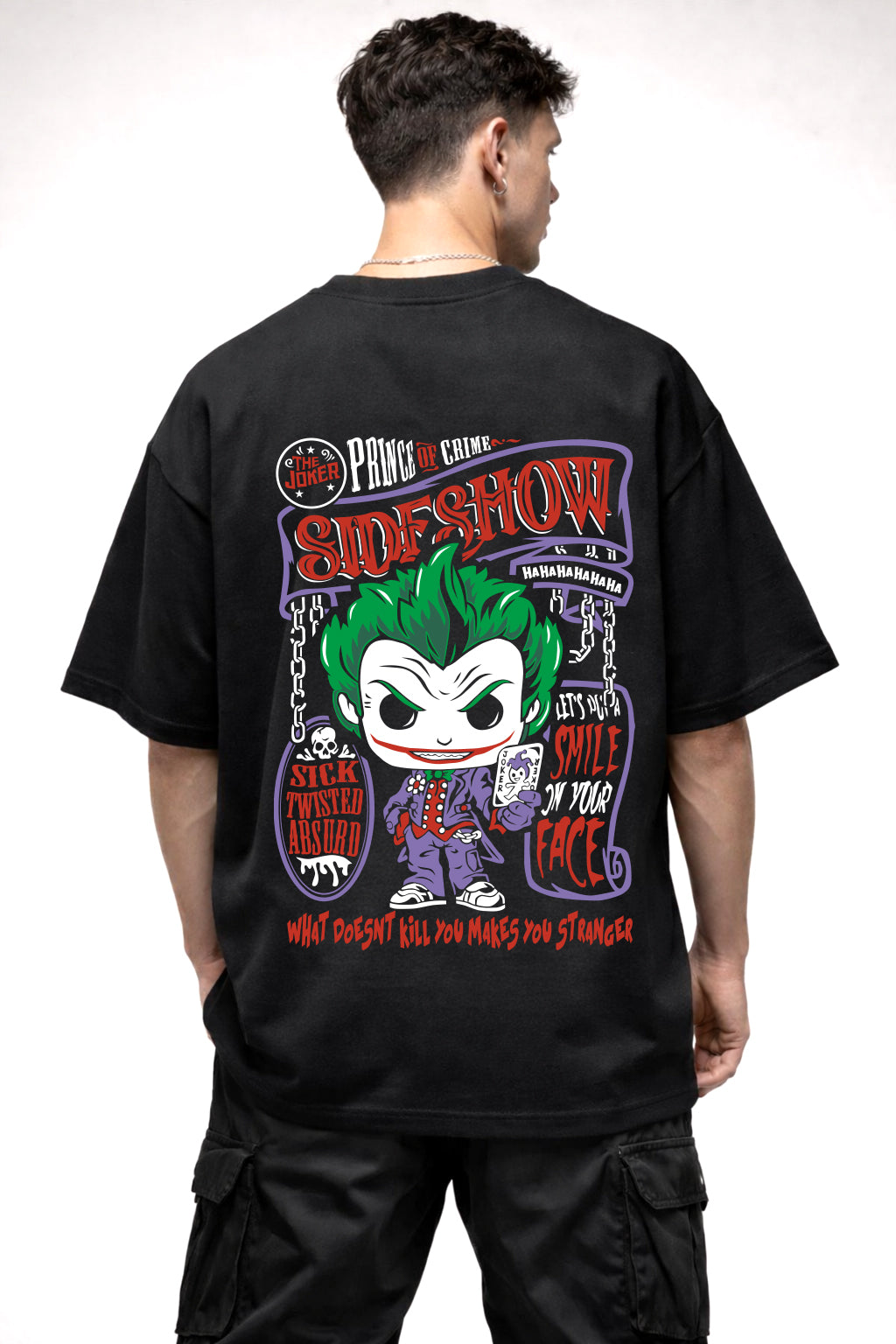 JOKER SIDE SHOW GRAPHIC | BLACK OVERSIZED FIT TEE