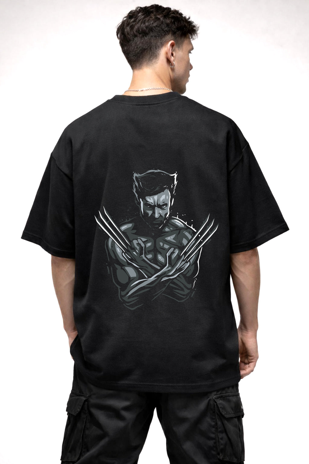 XMAN LOGAN BLACK AND WHITE GRAPHIC | BLACK OVERSIZED FIT TEE
