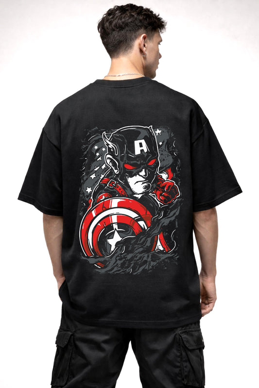 EVIL CAPTAIN AMERICA | BLACK OVERSIZED FIT TEE