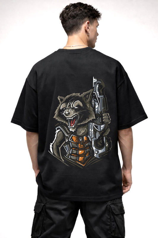 ANGRY ROCKET | BLACK OVERSIZED FIT TEE