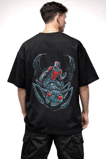 ANTMAN AND ARMED ANT GRAPHIC | BLACK OVERSIZED FIT TEE