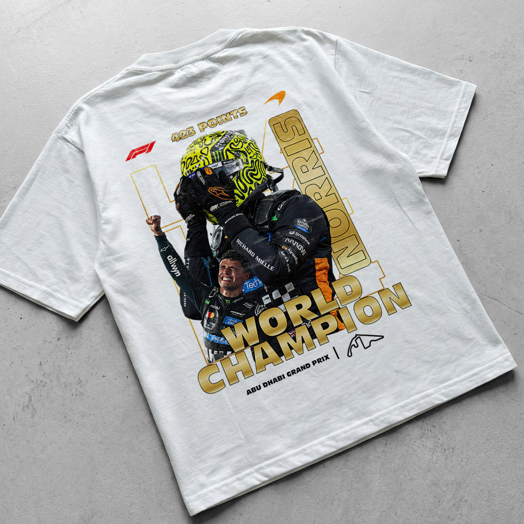 LANDO NORRIS CHAMPON | WHITE OVERSIZED FIT TEE