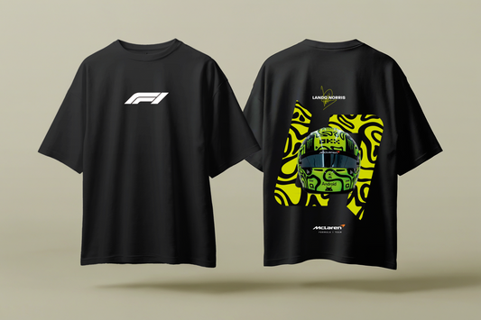 LANDO NORRIS HELMET ART | BLACK OVERSIZED FIT TEE