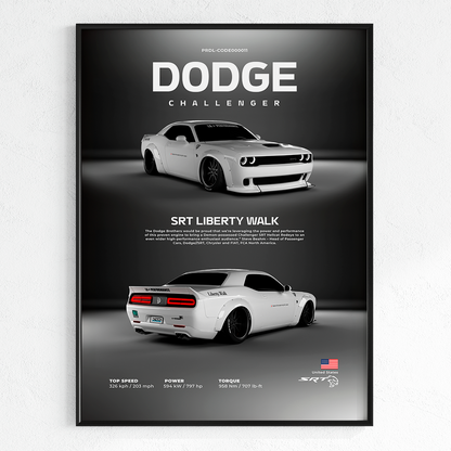 DODGE CHALLENGER WHITE | PHOTO FRAMES