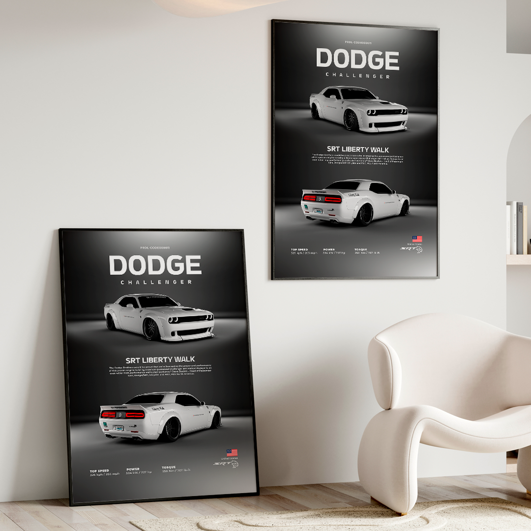 DODGE CHALLENGER WHITE | PHOTO FRAMES