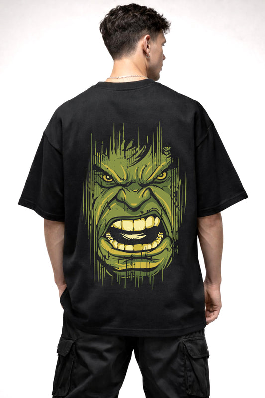 ANGRY INCREDIBLE HULK GRAPHIC | BLACK OVERSIZED FIT TEE