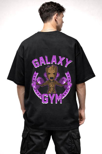 GROOT GALAXY GYM GRAPHIC | BLACK OVERSIZED FIT TEE