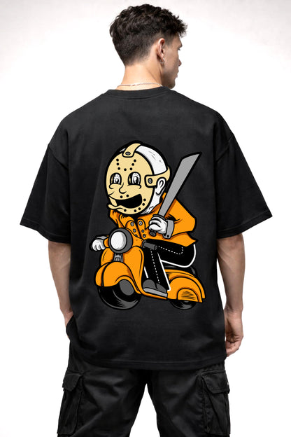 PSYCHO KILLER CARTOON GRAPHIC | BLACK OVERSIZED FIT TEE