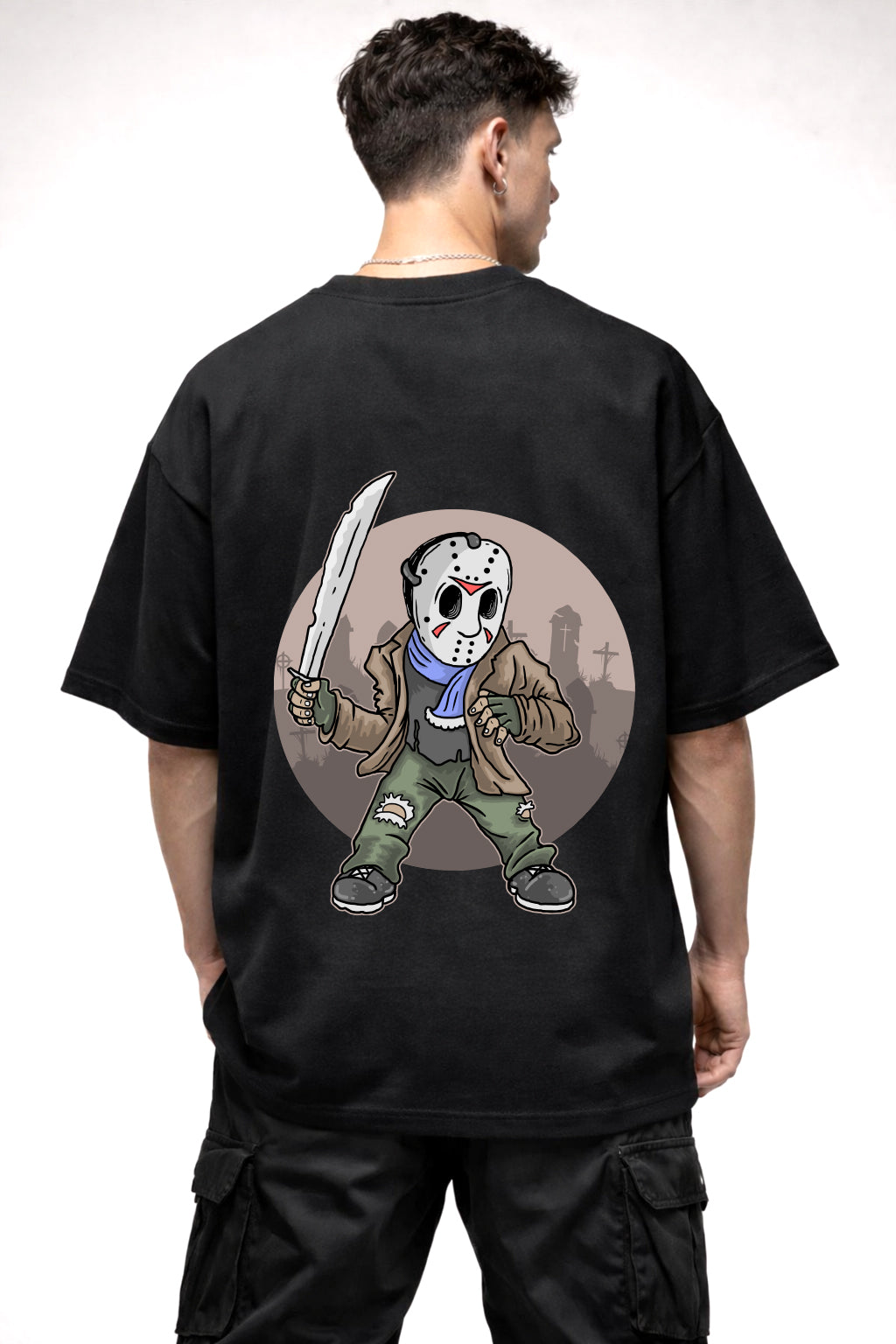 PSYCHO KILLER CARTOON GRAPHIC | BLACK OVERSIZED FIT TEE