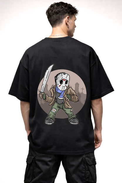 PSYCHO KILLER CARTOON GRAPHIC | BLACK OVERSIZED FIT TEE