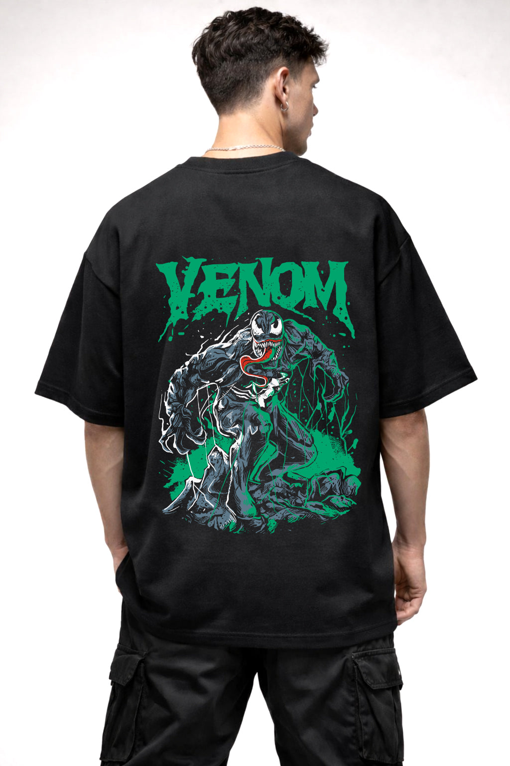 VENOM GREEN GRAPHIC | BLACK OVERSIZED FIT TEE