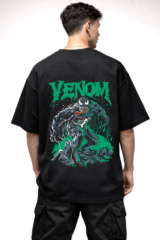 VENOM GREEN GRAPHIC | BLACK OVERSIZED FIT TEE