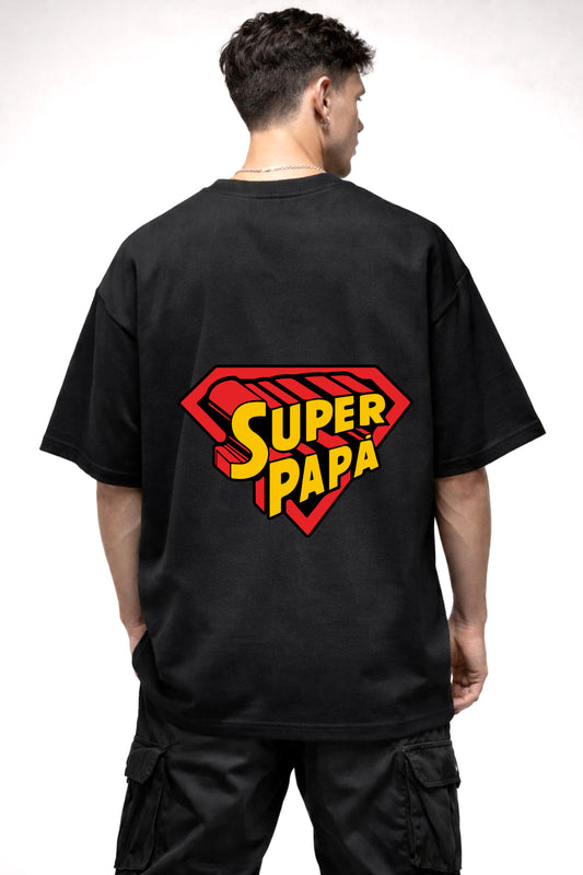 SUPER PAPA GRAPHIC | BLACK OVERSIZED FIT TEE