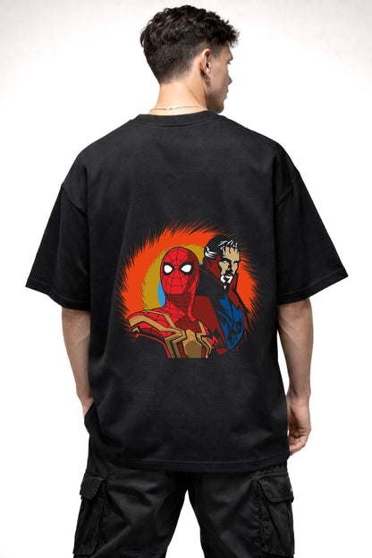 SPIDER MAN AND DOCTOR STRANGE GRAPHIC | BLACK OVERSIZED FIT TEE