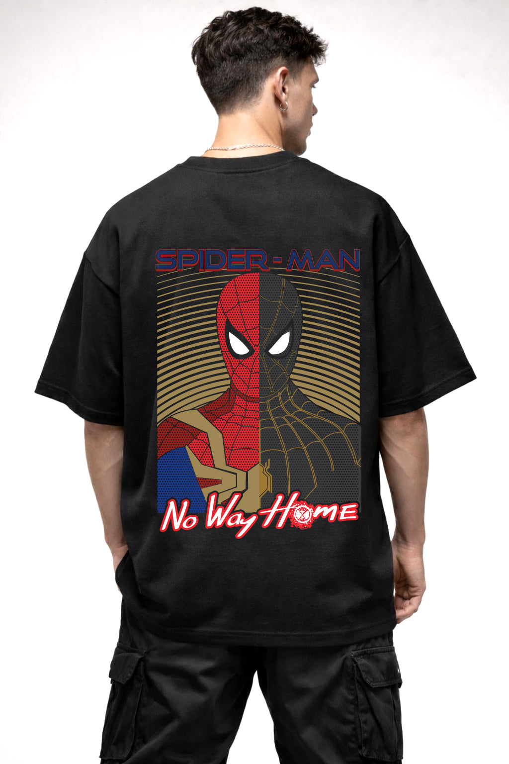SPIDERMAN BLACK AND RED ARMOUR GRAPHIC | BLACK OVERSIZED FIT TEE