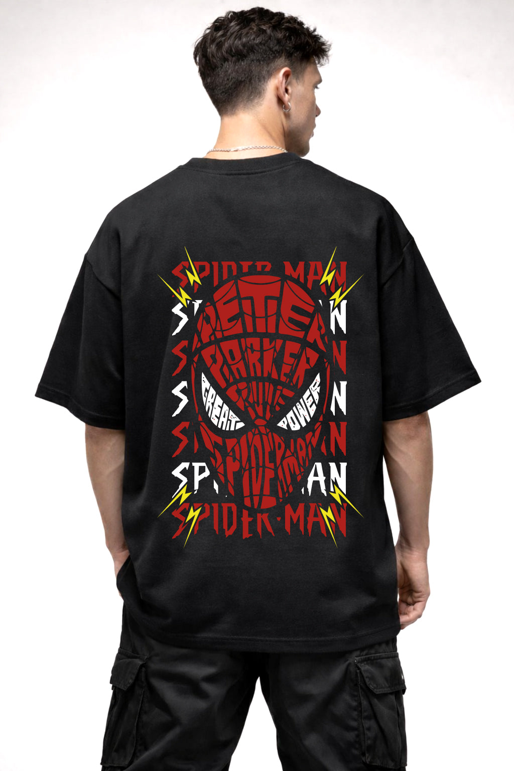 SPIDERMAN MASK GRAPHIC | BLACK OVERSIZED FIT TEE