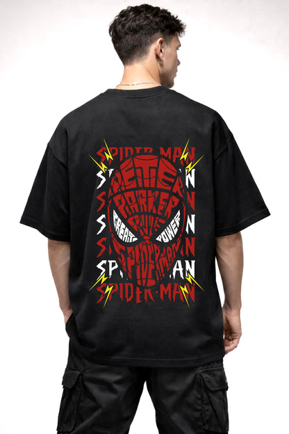 SPIDERMAN MASK GRAPHIC | BLACK OVERSIZED FIT TEE