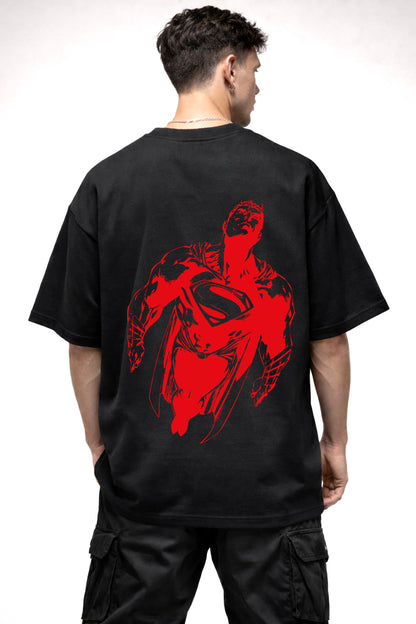 SUPERMAN RED COMIC GRAPHIC | BLACK OVERSIZED FIT TEE