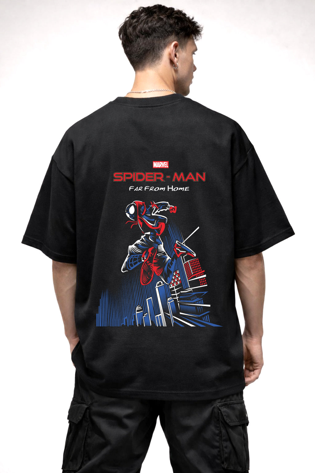 SPIDERMAN FAR FROM HOME GRAPHIC | BLACK OVERSIZED FIT TEE