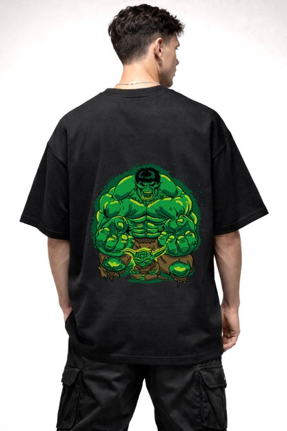 GREEN HULK COMIC GRAPHIC | BLACK OVERSIZED FIT TEE