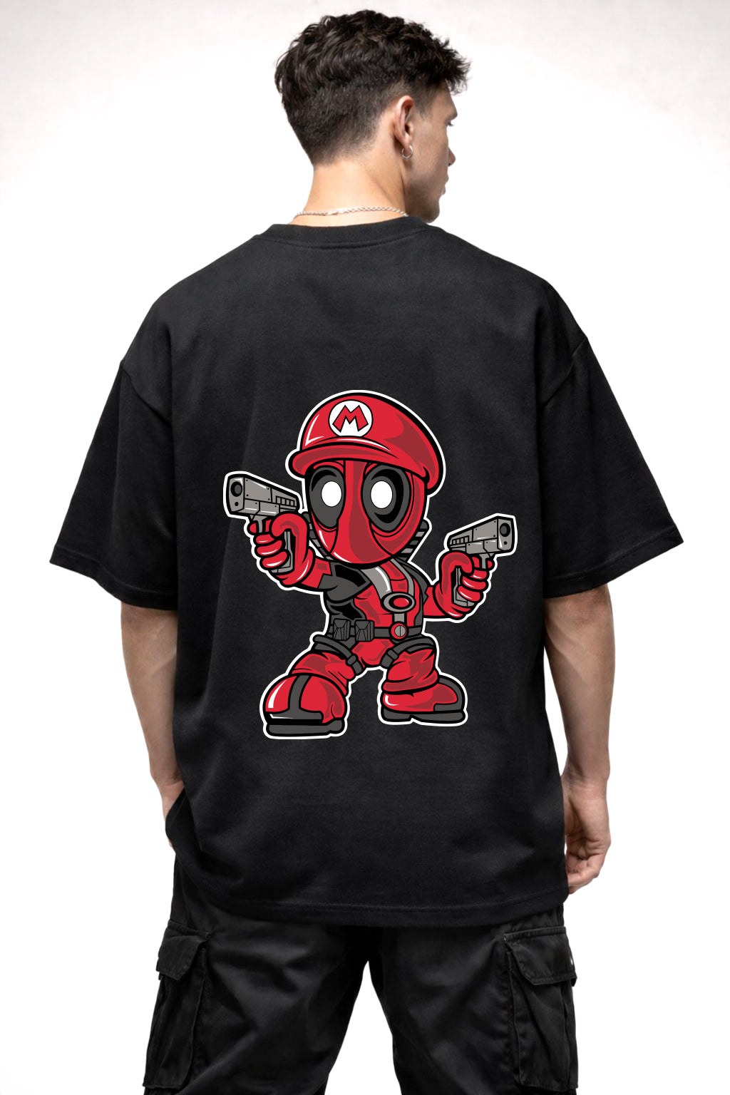 DEAD POOL CARTOON GRAPHIC | BLACK OVERSIZED FIT TEE