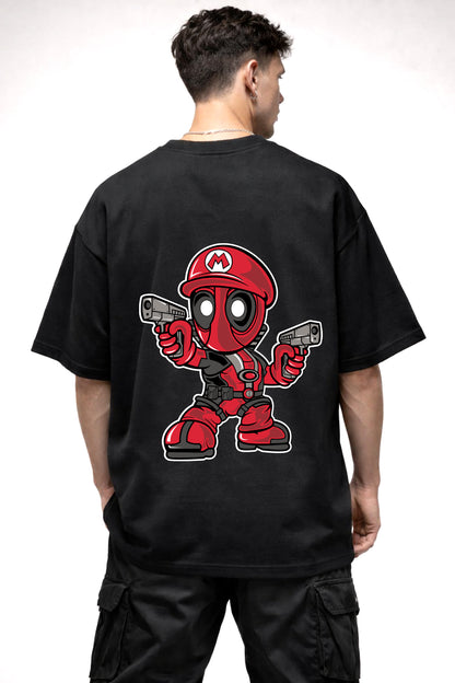 DEAD POOL CARTOON GRAPHIC | BLACK OVERSIZED FIT TEE