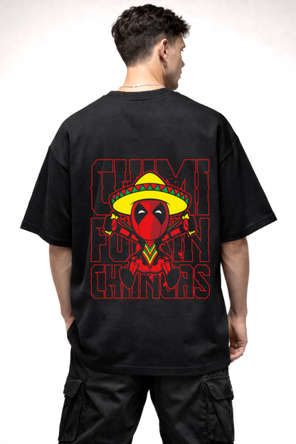 DEAD POOL CARTOON GRAPHIC | BLACK OVERSIZED FIT TEE