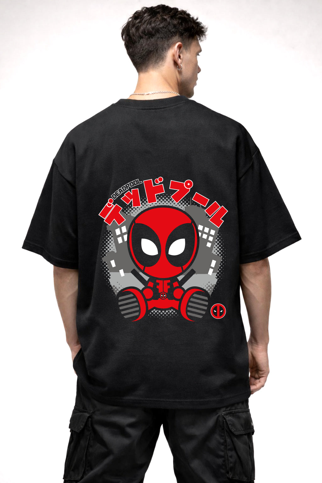 DEAD POOL CARTOON GRAPHIC | BLACK OVERSIZED FIT TEE