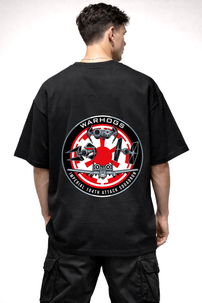 WARHOGS CARTOON GRAPHIC | BLACK OVERSIZED FIT TEE