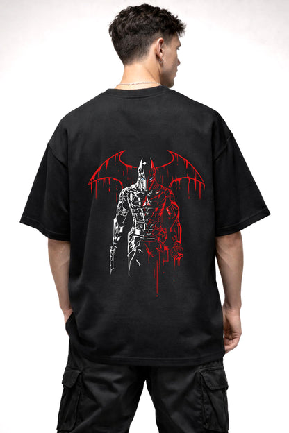 BATMAN WHITE AND RED CARTOON GRAPHIC | BLACK OVERSIZED FIT TEE