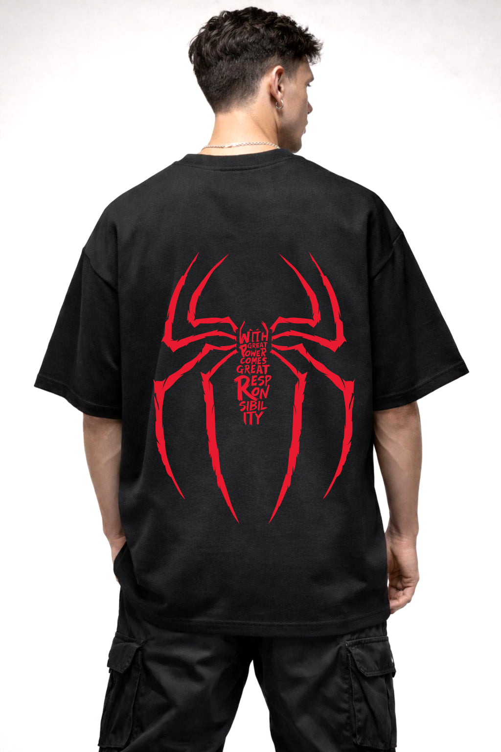 SPIDY LOGO GRAPHIC | BLACK OVERSIZED FIT TEE