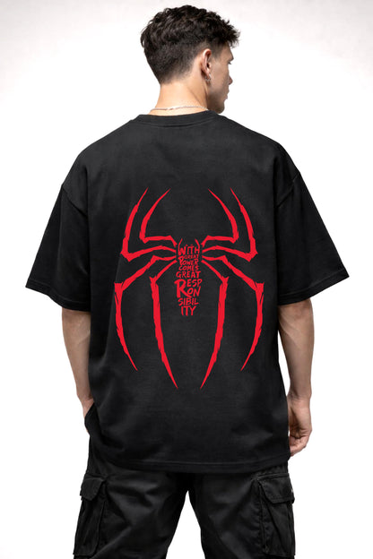 SPIDY LOGO GRAPHIC | BLACK OVERSIZED FIT TEE