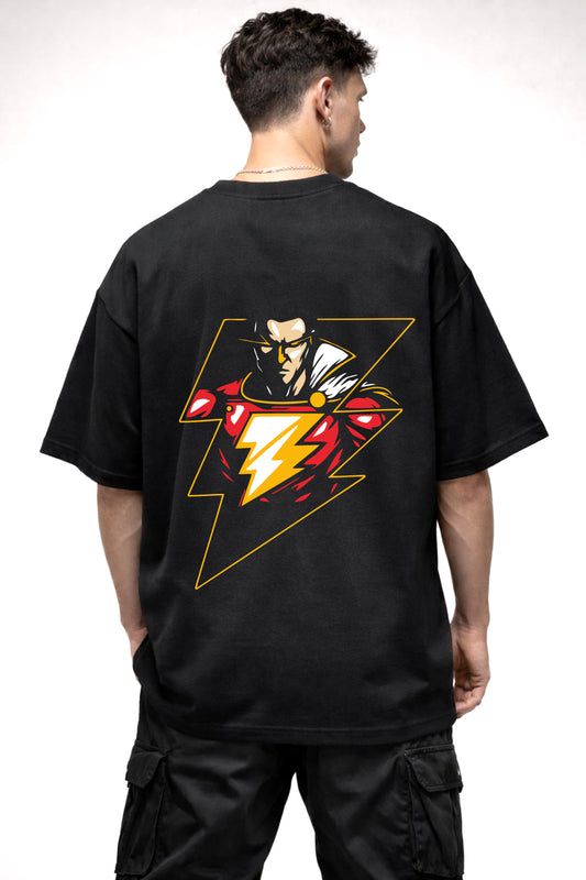 SHAZAM LOGO GRAPHIC | BLACK OVERSIZED FIT TEE