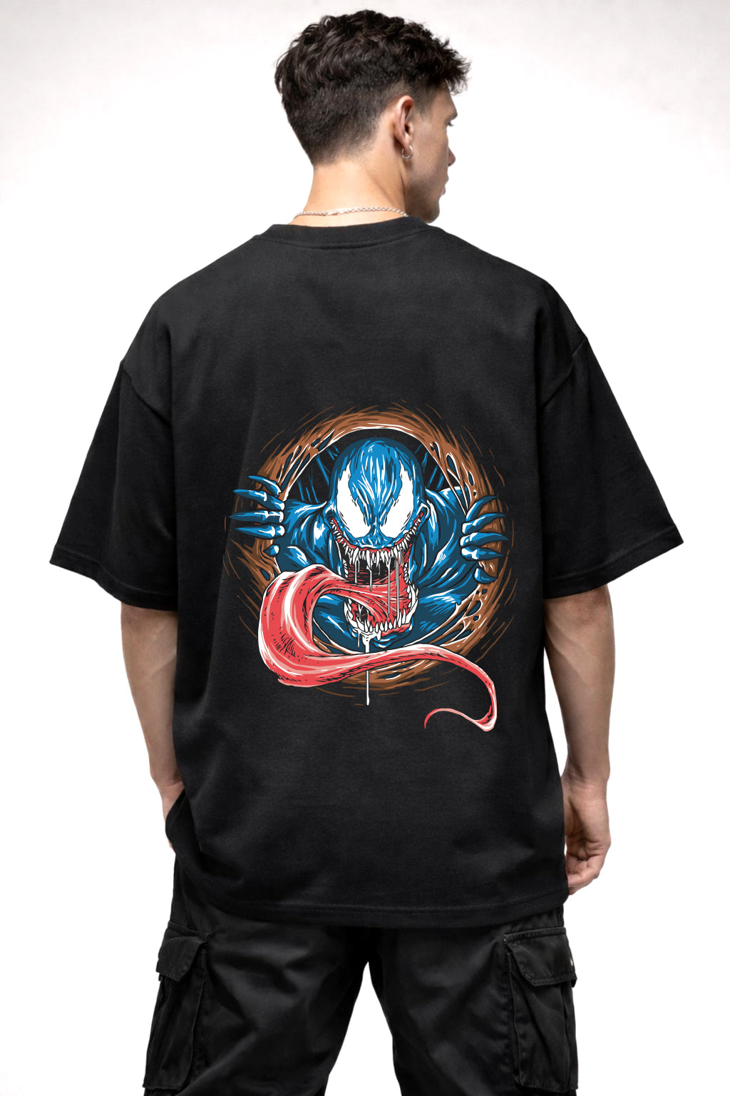 BLUE VENOM GRAPHIC | BLACK OVERSIZED FIT TEE