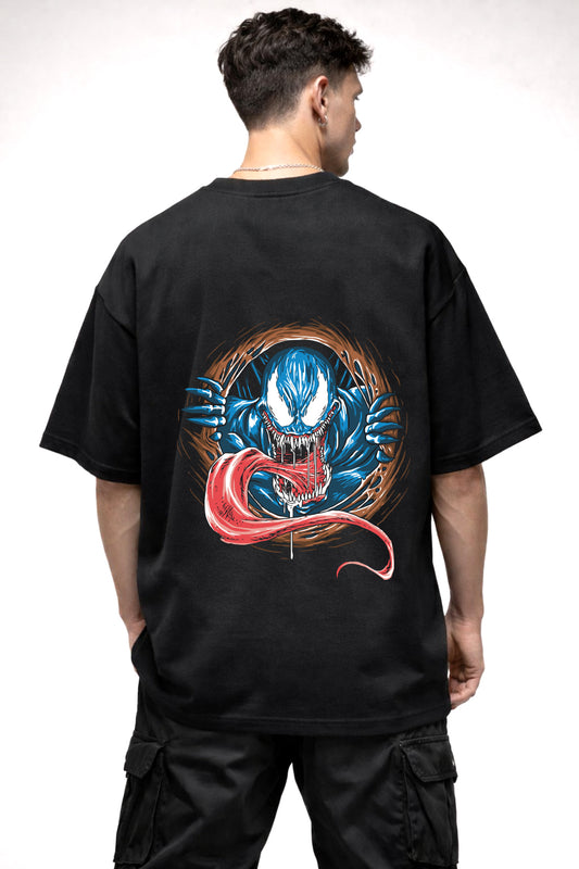 BLUE VENOM GRAPHIC | BLACK OVERSIZED FIT TEE