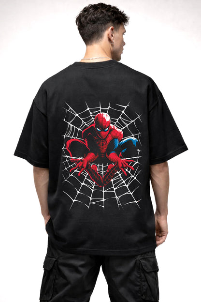 SPIDER MAN WEB GRAPHIC | BLACK OVERSIZED FIT TEE