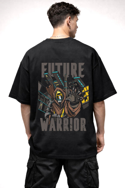 FUTURE WARRIOR CARTOON GRAPHIC | BLACK OVERSIZED FIT TEE