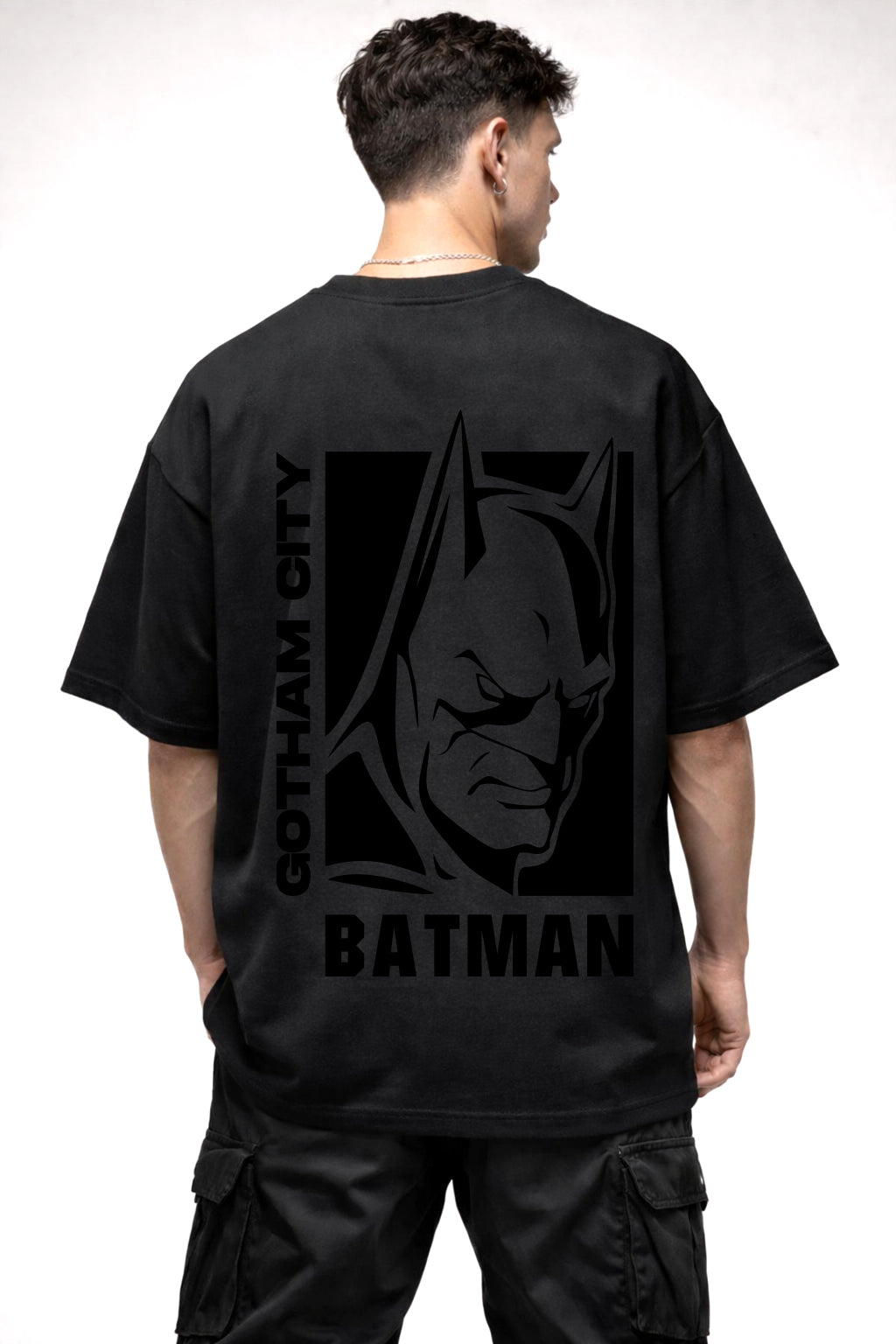 GOTHAM CITY BATMAN CARTOON GRAPHIC | BLACK OVERSIZED FIT TEE